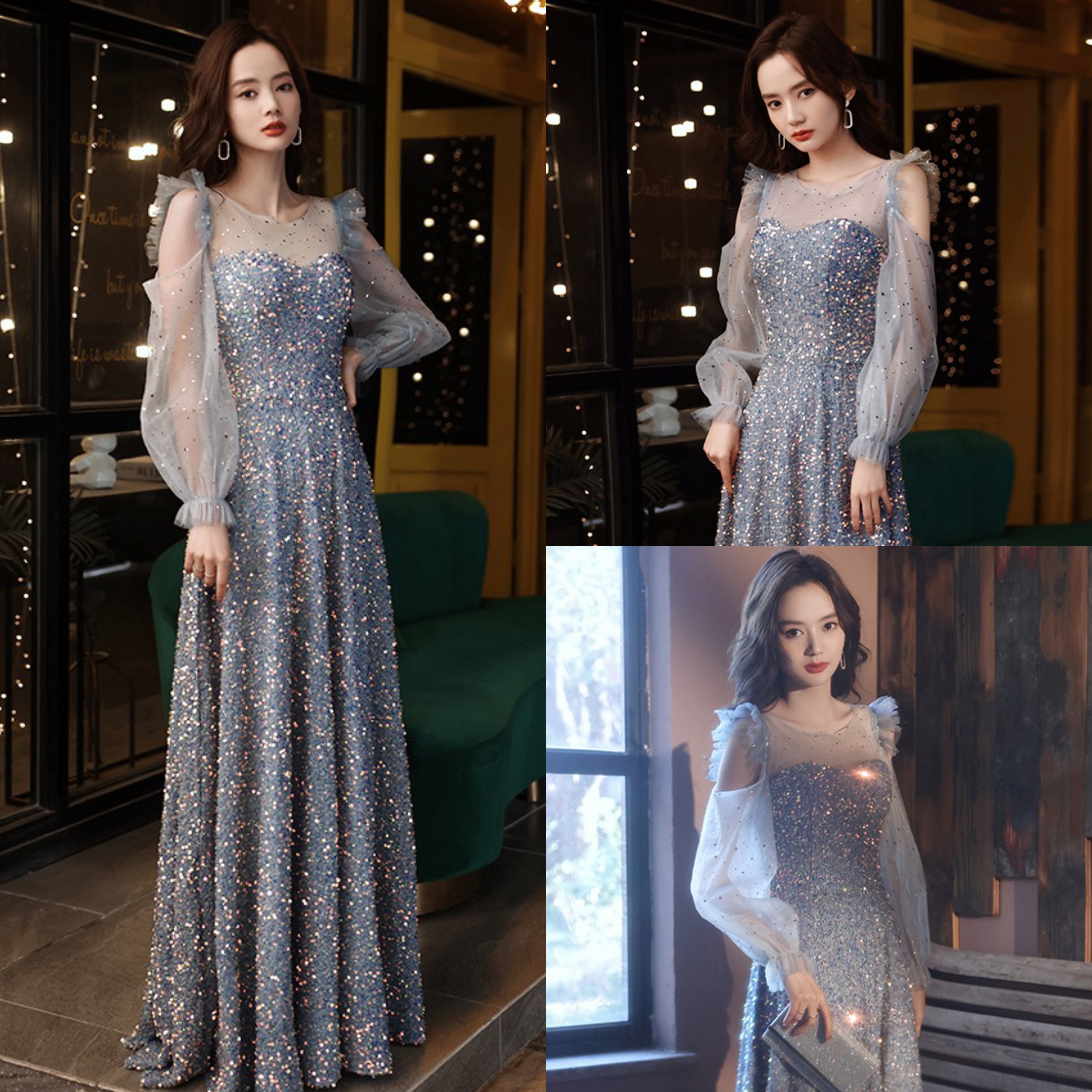 2XL+T-050 Blue Sequenant Gauze Sleeve Clothing is about 145cm in length to rent   + $4.71 