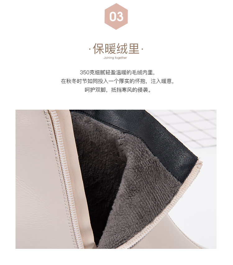 依 q2018 mùa đông mới retro sáng gương dây kéo vuông đầu giày mỏng cộng với nhung cao gót dày trẻ em bốt cao cổ