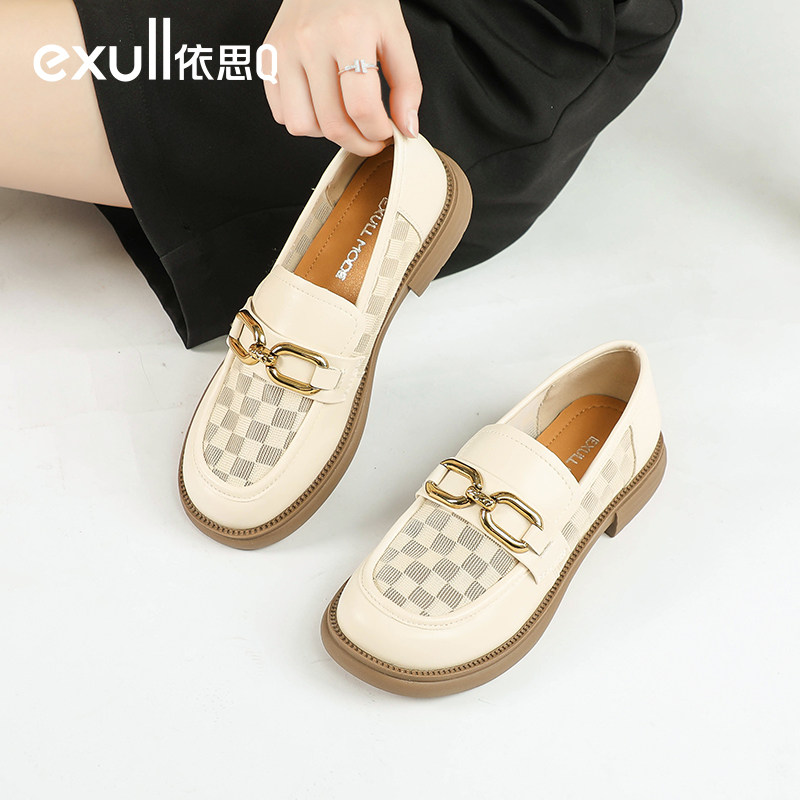 Yithq Mi Color Lefu Shoes Women's Summer Mall The Same Section A Foot Pedal Mesh Surface Grid Metal Buckle Casual Women's Single Shoes