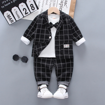 Little boy baby suit three-piece suit 1-4 years old spring and autumn new trend 3 Infant childrens clothes British dress 0