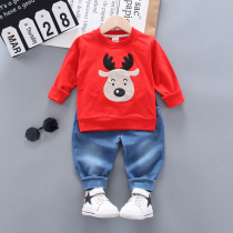 Male child Female baby Baby childrens suit 1-4 years old cotton clothes two-piece set spring and autumn new childrens clothing 3