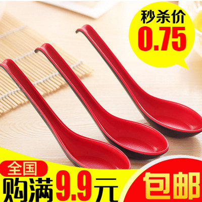 Kitchen practical red and black high temperature melamine spoon imitation porcelain long handle spoon anti-scalding non-slip drinking soup spoon noodles spoon