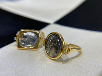 18k golden coin ring Ancient Greek Roman ring pendant necklace inlaid with jewelry inlaid