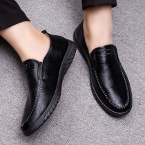 Mens shoes spring leather shoes men Korean trend youth Bean shoes breathable business casual leather shoes soft bottom driving shoes