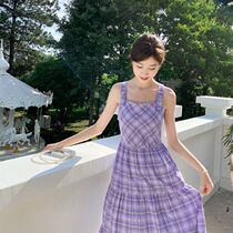 (4 12 clear cabin) Cebu pendant with skirt female temperament style square collar gill dress