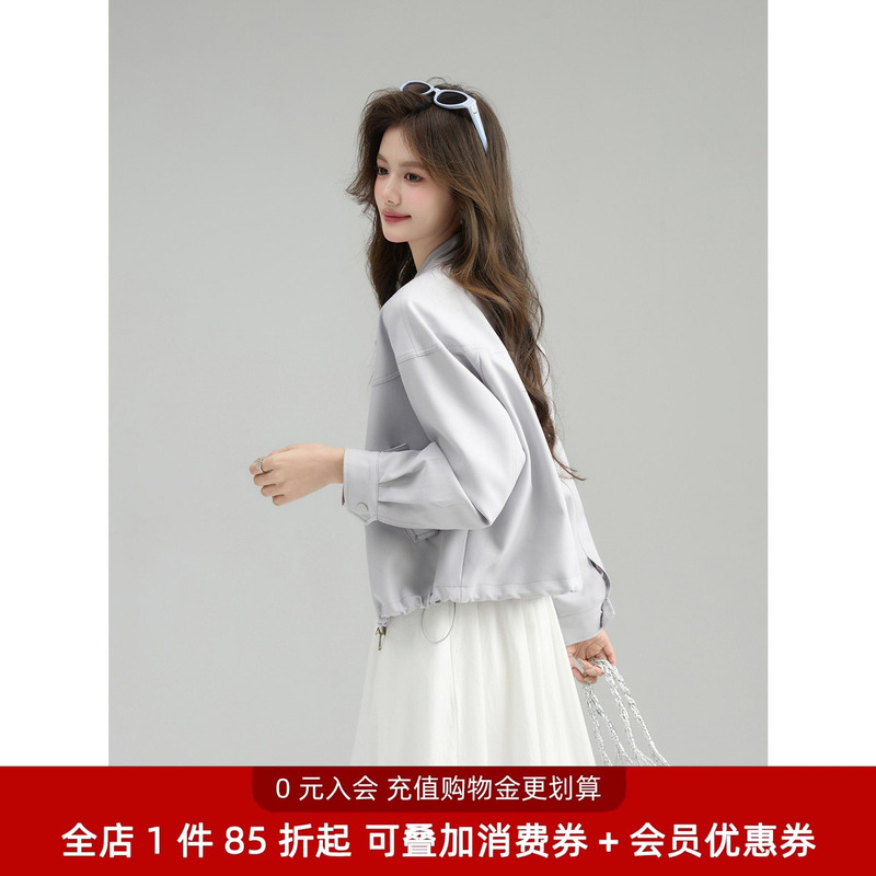 Suben [California Journey] Short Jacket for Women 2026 Spring New Style Versatile Stand Collar Top for Petite Figures