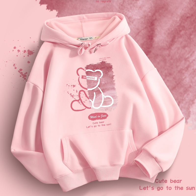 Junior High School Students' Spring Pink Hooded Sweatshirt for Women 2025 New Spring and Autumn Thin Sweet and Cute Hooded Jacket