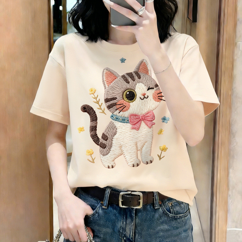 Loose and Slimming Half-Sleeve 2026 New Summer Apricot Ice Silk Regular Shoulder Short-Sleeve T-Shirt for Women, Modal Cool Top Loose and Slimming Half-Sleeve 2026 New Summer Apricot Ice Silk Regular Shoulder Short-Sleeve T-Shirt for Women, Modal Cool Top