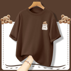 Right-Shoulder, Plus-Size, Coffee-Colored, Complexion-Enhancing, Summer 2025 New Women's Half-Sleeve Pure Cotton Short-Sleeve T-Shirt, Loose Top