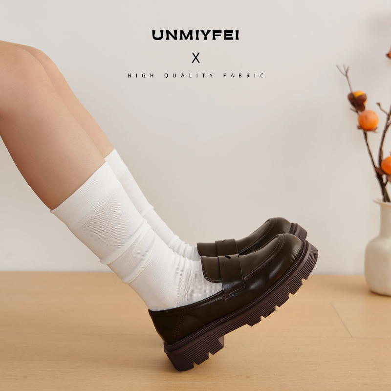Braid Uncle Style Cotton Socks, Long Socks for Girls, Paired with Loafers, Jk Calf Socks, Korean Style Slouchy Combed Cotton Long Socks