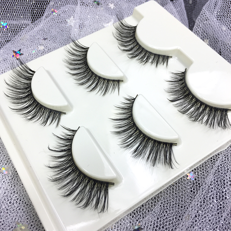 Đài Loan thuần tuý lông mi giả mô phỏng tự nhiên dày dán chéo trang điểm nude mỏng lông mi 3D - Lông mi giả mi giả gân trong tự nhiên