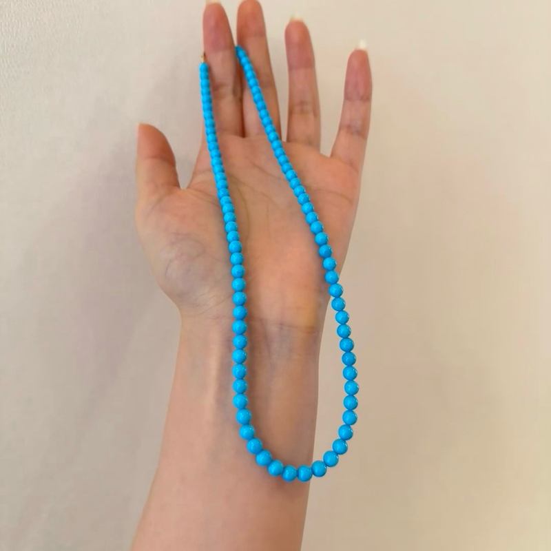 Hubei Shiyan Turquoise Clavicle Chain, Unoptimized Clavicle Chain, Small Rice Beads, Fashionable, Versatile, Trendy, High Porcelain Blue Turquoise