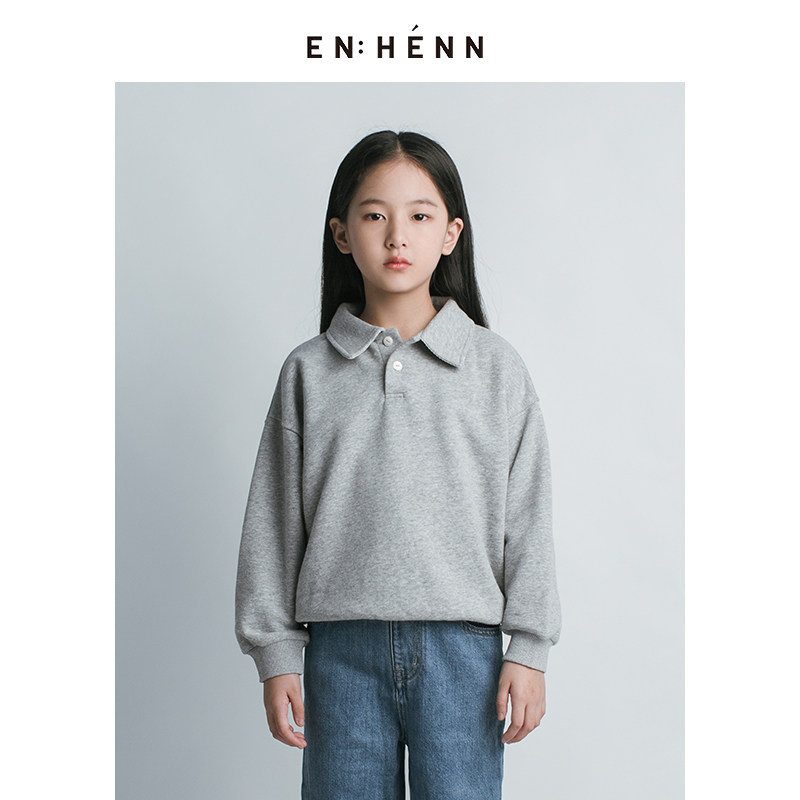 enhenn child clothing 2022 spring new boy girl's thick T-shirt baby flipped blouses foreign Korean version