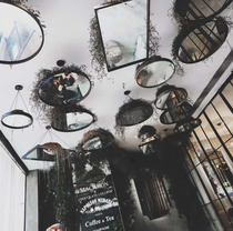 Ceiling Customized hanging mirror Decorative Mirror Creative Mirror Hanging Mirror Coffee Shop Florist hotel Minarch Semicircle Decorative Mirror