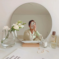 Mirror Makeup Mirror Comb Makeup Mirror Round Mirror Desktop Desktop Solid Wood Base Mesh Red Mirror Photo Hans