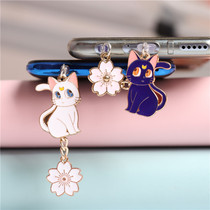 Beauty less female warrior kitty universal mobile phone headphone hole anti-dust plug charging mouth plug male girl couple pendant