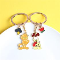 Cute Gaffi Cat Dog Cartoon Men Schoolgirls Lock Key Button Ring Couple Pendant Bag Ornament Gift