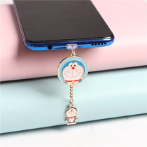 Small Tinder machine cat Doraemon A dream universal phone headphone anti-dust plug charging mouth male and female couple pendant