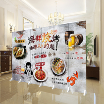 Screen fabric economical restaurant hot pot restaurant Restaurant private room simple decoration type push-pull folding mobile partition