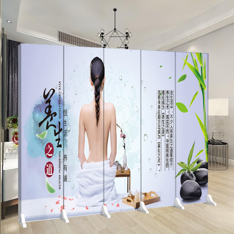 Custom screen partition Traditional Chinese medicine health hall Club entrance Nail beauty beauty salon occlusion mobile folding folding screen