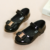 Girls Black Leather Shoes Spring and Autumn New Princess Shoes Student Performance