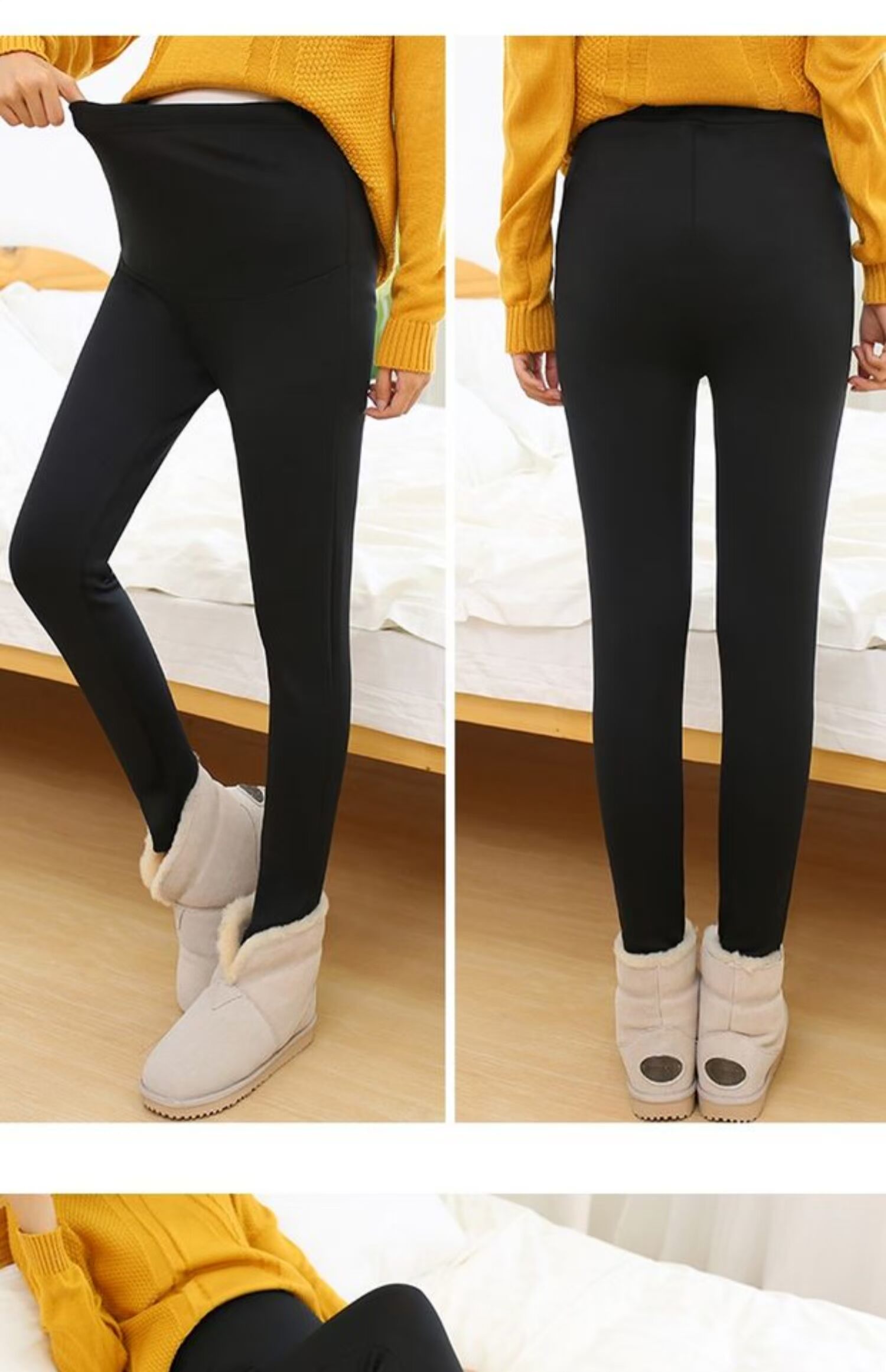 Bà bầu quần legging mùa thu đông cộng với nhung dày ấm áp cỡ lớn cho bà bầu 200 kg nâng bụng quần quần bút chì mặc bên ngoài mặc yếm jean đẹp cho bà bầu