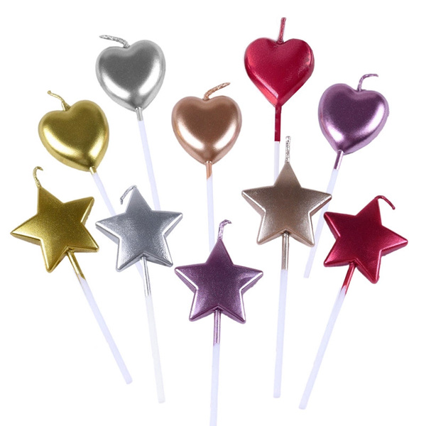 Golden Silver Love Star Cake Decoration Candle Internet Celebrity Five-Pointed Star Christmas Wishing Tree Birthday Candle