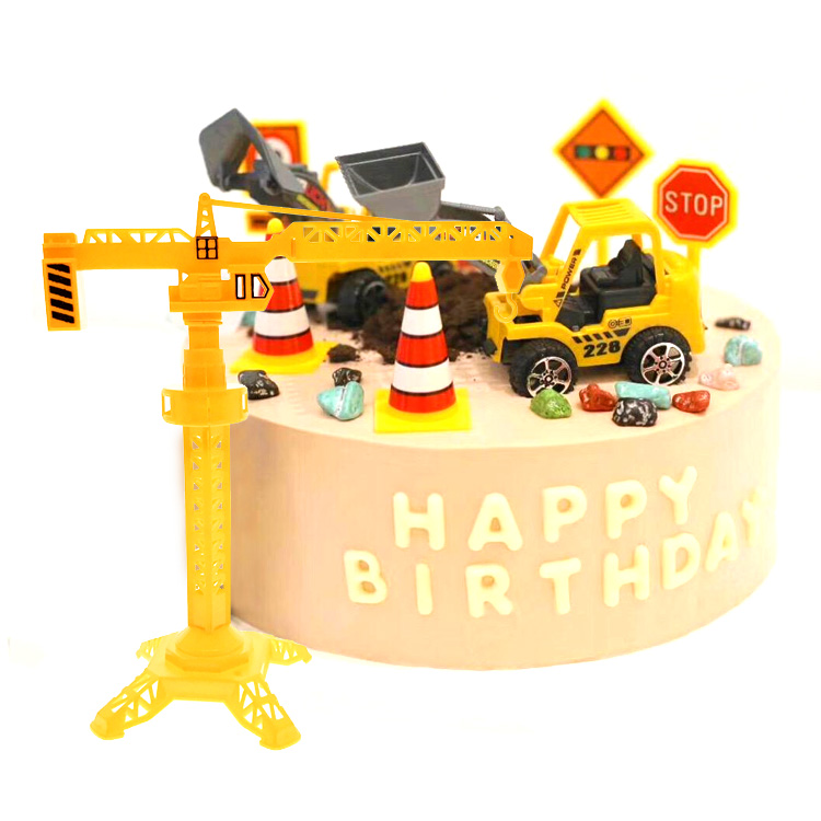 Engineering tower crane cake decoration decoration construction scene birthday cake accessories children's toy crane