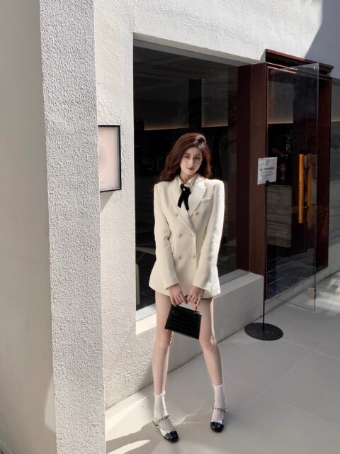 Hollinna Women's Wool Blazer with Regular Shoulders, Mid-Length for Autumn and Winter, 2025 New Style, Padded and Thickened for Warmth