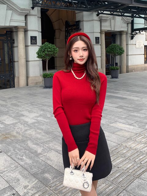 Hollinna 100% Wool Pullover Sweater for Women, Autumn and Winter 2025 New Style, Long-Sleeved Turtleneck Base Knitwear