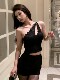 Hollin Off-Shoulder Lace Camisole with Chest Pads for Women, Spring and Autumn 2025, Sexy Hot Girl Knitted Top, Base Shirt