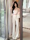 Hollinna [White Peach Bubbles] White Boot-Cut Pants for Women in Spring and Summer with Drapey High-Waisted Wide-Leg Thin Pants for Women