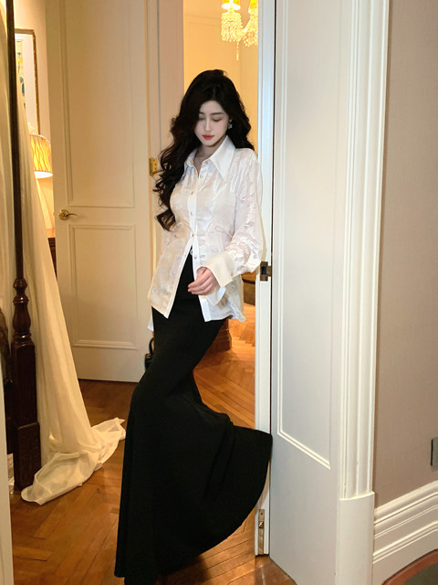 Hollin[Mermaid Ji]Skirt Black Hip Skirt High Waist Fishtail Skirt Women's Spring & Fall 2025 New Long Skirt
