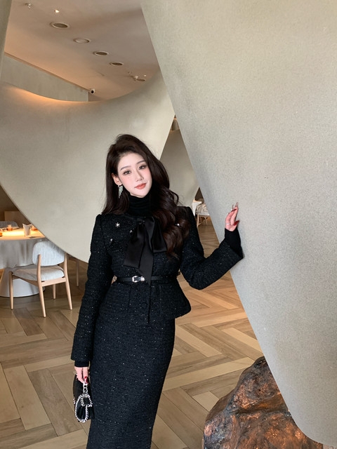 Hollinna Wool Small Fragrance Style Suit Skirt Women's Autumn and Winter 2025 New Elegant Waist Slimming Two-piece Set for Celebrities