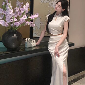 Hollinna Dark Gold Pattern Fabric New Chinese Style National Style Suit for Women 2025 Summer New High-End Elegant Two-Piece Set