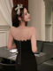 Hollin Metal Chain Suspender Dress Autumn and Winter 2025 New Style Waist Slimming High-End Sexy Little Black Dress