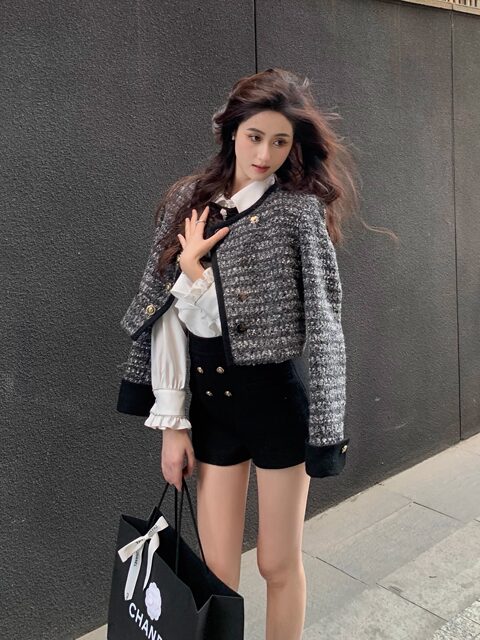 Hollinna Light Luxury Shiny Silk Woven Chanel-Style Fashion Suit Dress for Women, Spring and Autumn, High-End Slimming Little Dress for Socialites