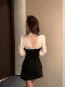 Hollin Patchwork Long-Sleeved Dress for Women, Spring and Autumn 2025 New Design, Waist-Cinching, Slimming, Socialite Style Short Dress