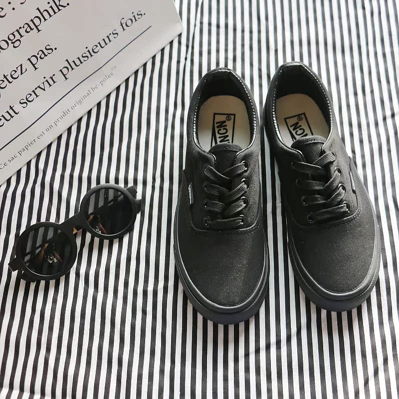 Ins siêu giày lửa hoang dã giày vải nữ Harajuku phong cách kẻ sọc đen và trắng chic board giày ulzzang giày của nam giới giày giày the thao