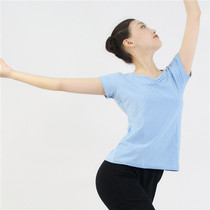 Chicken wing sleeve top female classical folk dance costume practice short sleeve adult square dance half sleeve thin cotton front draw belt