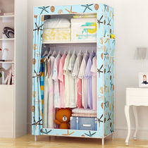 Simple common wardrobe Single steel pipe fabric small wardrobe dormitory simple modern economical assembly wardrobe storage cabinet