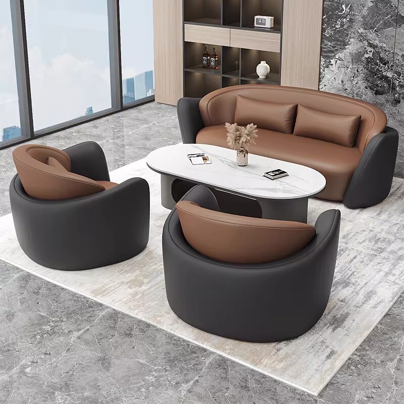 Light Luxury Hotel Lobby Rest and Reception Area Negotiation Sofa Set, Sales Office, Beauty Salon, Office Curved Sofa Combination