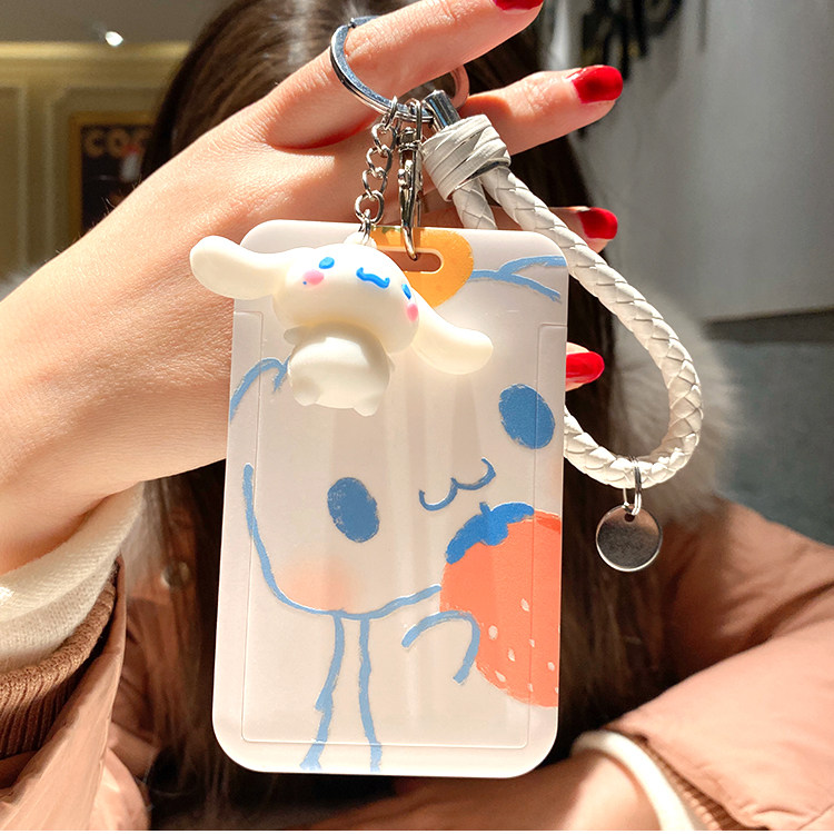 Large Ear Dog Hanging Neck Cutting Sleeve Cartoon Entrance Guard Health Code Student Pick Up Card Bus Metro Anti-Loss Rope Card Bag