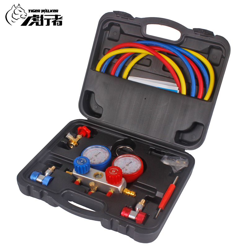 Tiger Mover Automotive Air Conditioning Gfluoride Table Snow Species Pressure Meter Refrigerant Double Meter Valve Air Conditioning 134A Fluoronaga