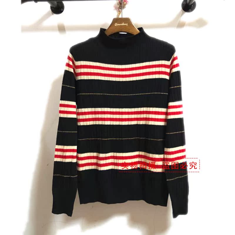 Qian Rihong shop áo len nửa cổ phiên bản Hàn Quốc của áo len tự nhiên áo len dệt kim đan áo sơ mi chạm đáy áo sơ mi nữ áo cardigan nữ dáng dài