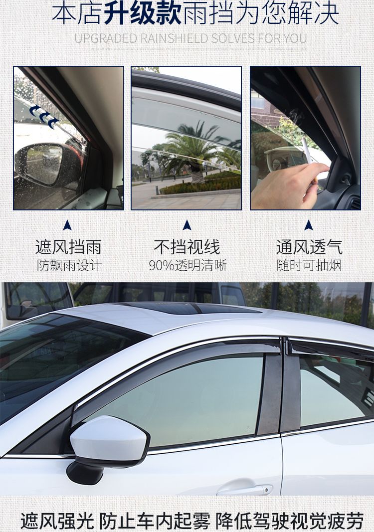 Áp dụng cho 18 MG6 mưa visor window mưa lông mày xe đặc biệt sửa đổi trang trí che mưa che - Sửa đổi ô tô