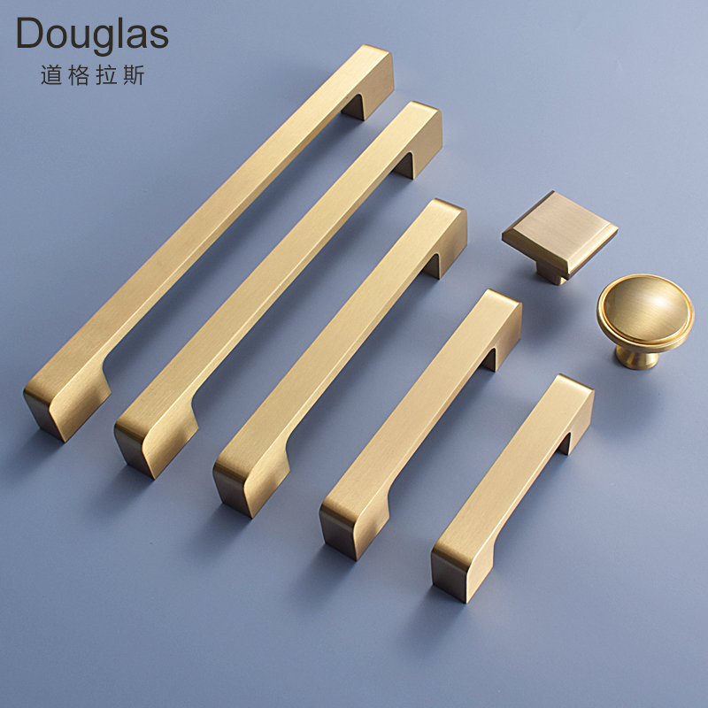 Pure copper handle cabinet door light luxury American brass gold wardrobe all copper drawer whole cabinet Nordic door handle handle