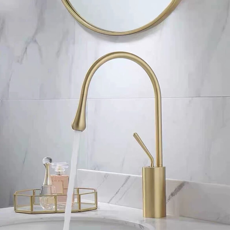 22 Moon Bay Brushed Gold Single-Handle Single-Hole Basin Faucet, Chrome-Plated Black Antique Copper Nickel Brushed Washbasin Faucet