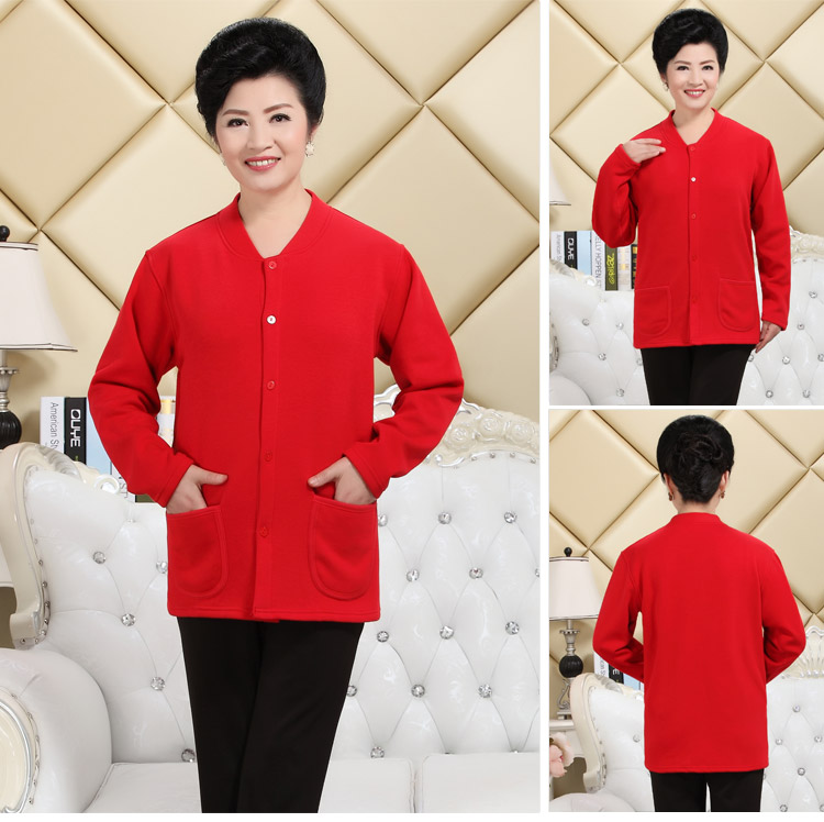 Đàn ông và phụ nữ cộng với nhung dày áo ấm trung niên cộng với size áo len mùa thu quần jean cũ mở đồ lót quần áo giữ nhiệt nam
