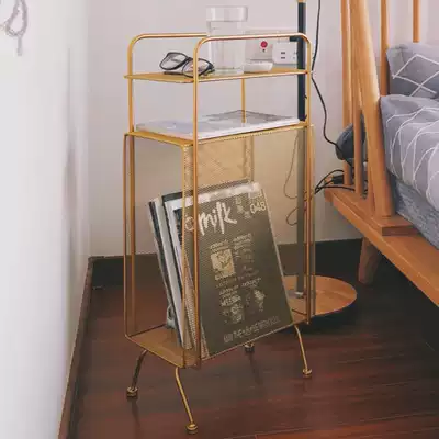 Creative magazine and newspaper rack Small bookshelf Simple storage Floor-to-ceiling corner balcony living room storage Nordic modern simplicity
